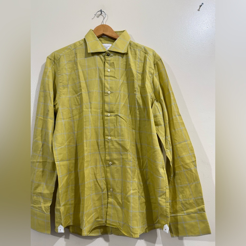 Rare rabbit Men's Lightweight Shirt Jacket in Chartreuse Plaid